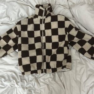Checkered zip up jacket